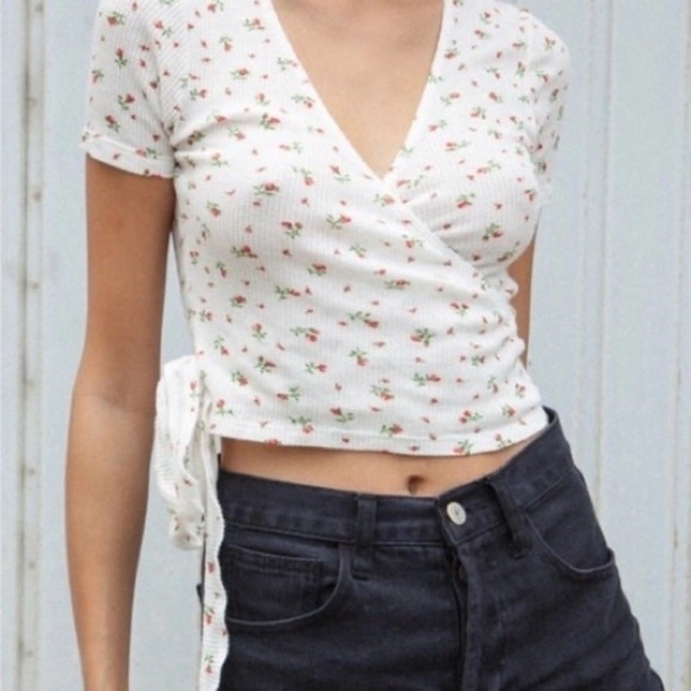 Brandy Melville Floral Rae Wrap Crop Top